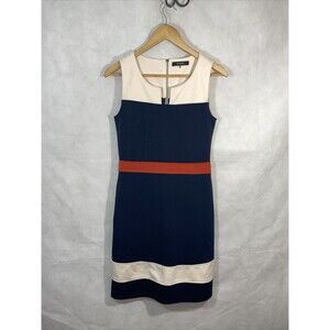 41 Hawthorn Red White and Blue Block Zipper Midi Dress Size XS
